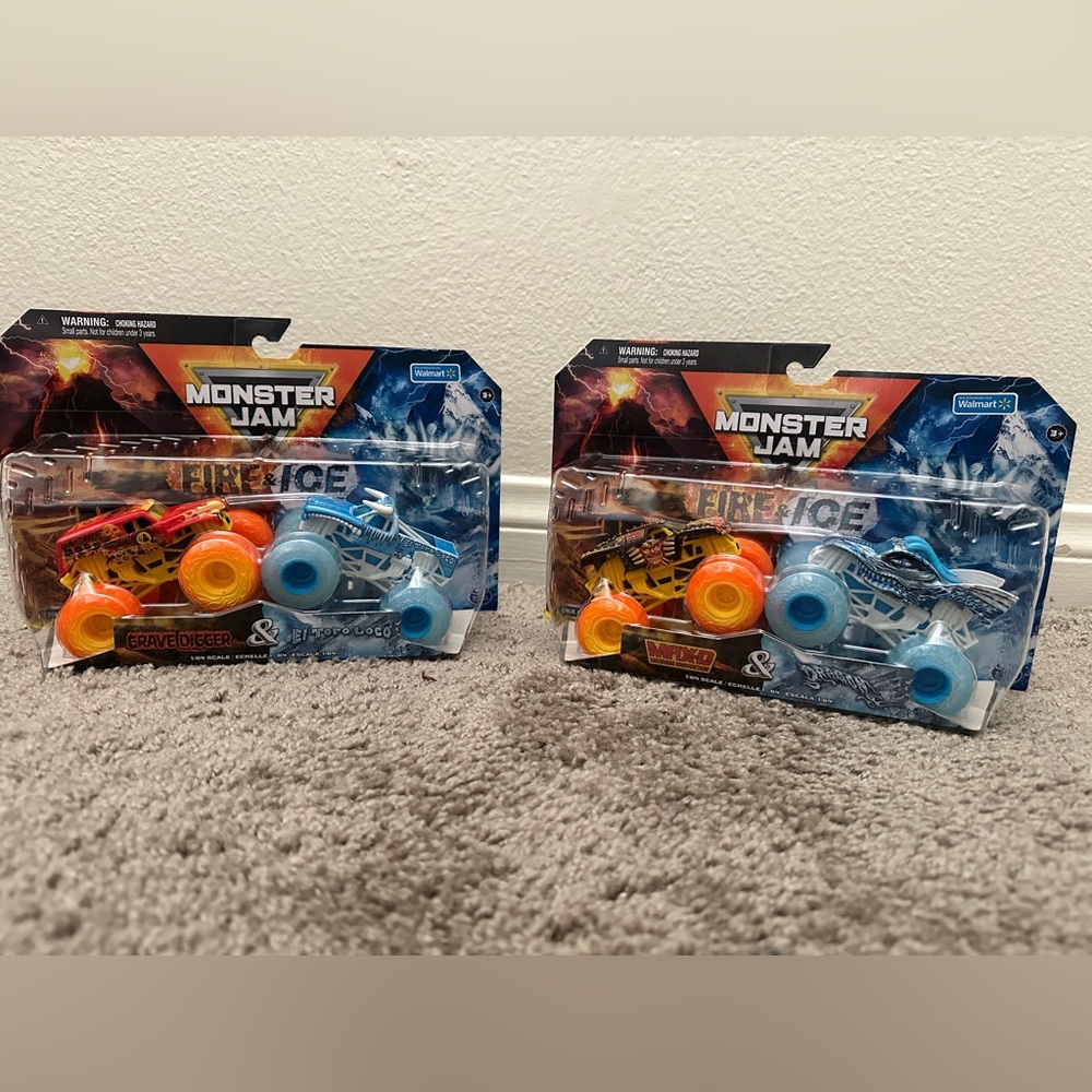Monster Jam Fire & Ice (MAX-D, Dragon, Grave Digger, El Toro Loco) Fire and Ice